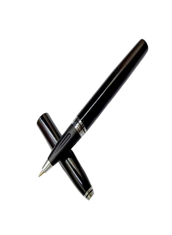 auteur 4500 Magneto Roller Ball Pen Black Metal Body Magnetic Cap For Men & Women Professional Executive Office, Nice Pens (Blue Ink) - Image 1