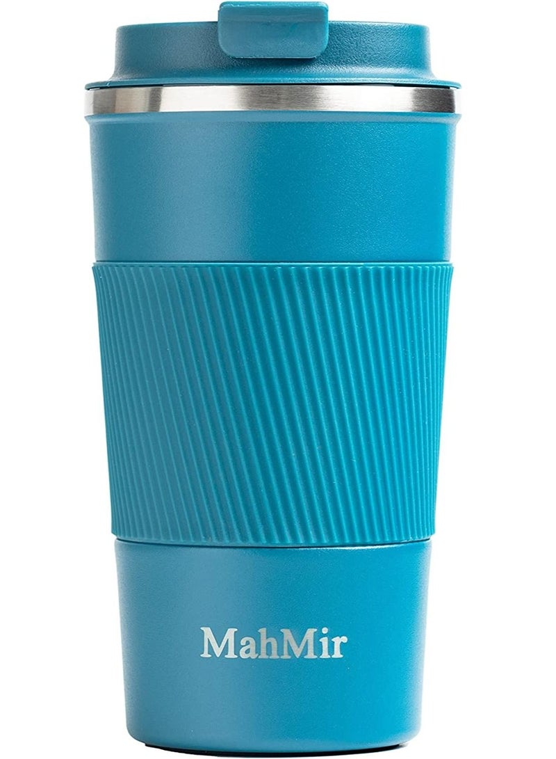 MahMir Tumbler Stainless Steel Vacuum Insulated Travel Mug Water Coffee Cup for Home Office Outdoor Works Great for Ice Drinks and Hot Beverage (510ml, Blue)  - Image 3