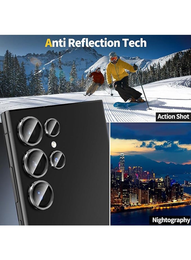 X-level واقي عدسة الكاميرا لملحقات Samsung Galaxy S24 Ultra، [مقاومة للصدمات 3 مرات] واقي شاشة كاميرا من الزجاج المقوى بحلقة معدنية فردية، مناسب للجراب، مجموعة واحدة (أسود من التيتانيوم) - Image 3
