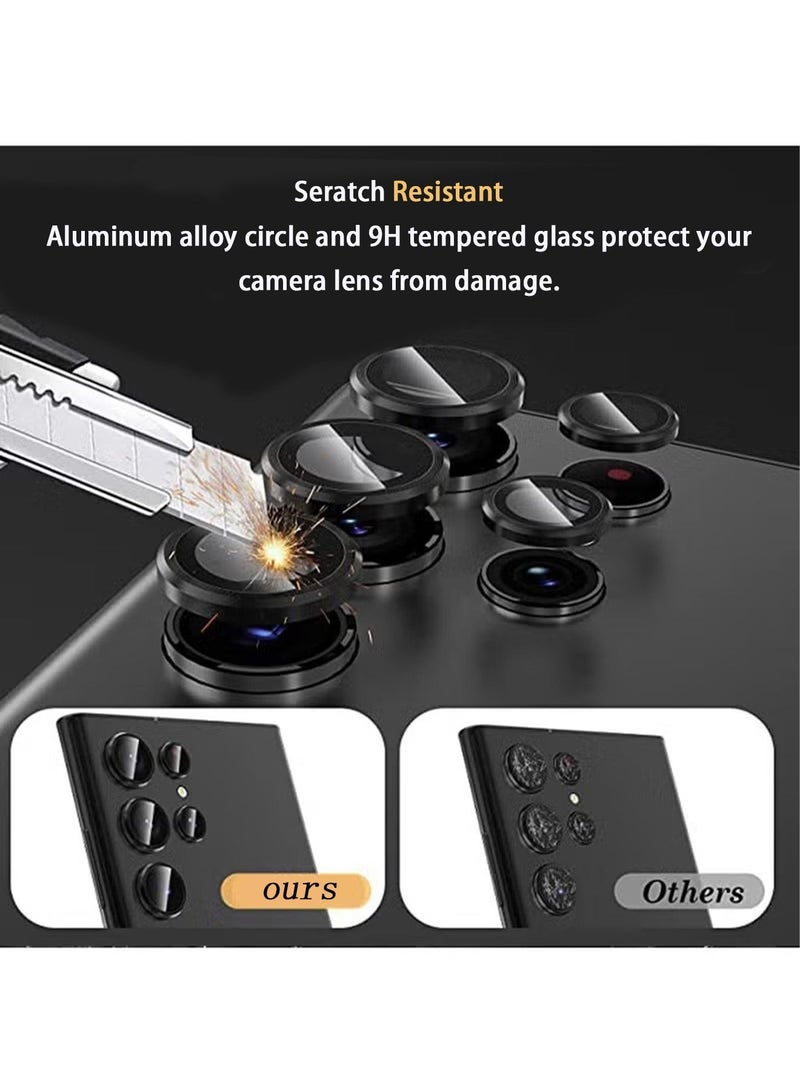 X-level واقي عدسة الكاميرا لملحقات Samsung Galaxy S24 Ultra، [مقاومة للصدمات 3 مرات] واقي شاشة كاميرا من الزجاج المقوى بحلقة معدنية فردية، مناسب للجراب، مجموعة واحدة (أسود من التيتانيوم) - Image 5