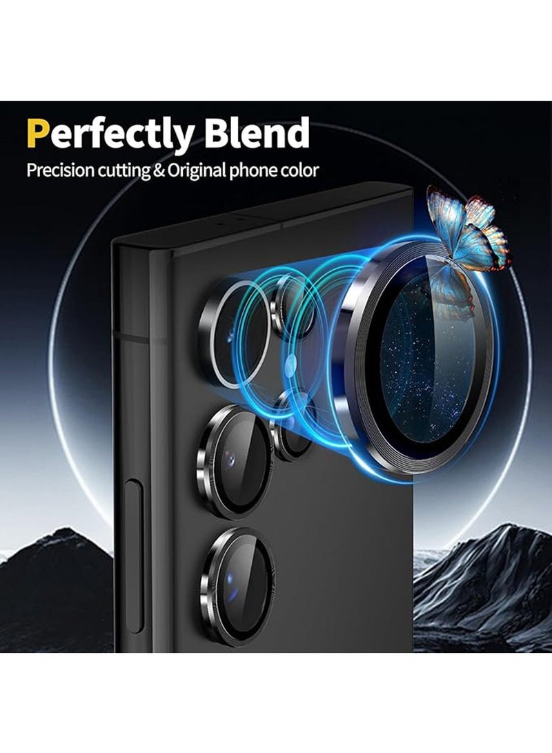 X-level واقي عدسة الكاميرا لملحقات Samsung Galaxy S24 Ultra، [مقاومة للصدمات 3 مرات] واقي شاشة كاميرا من الزجاج المقوى بحلقة معدنية فردية، مناسب للجراب، مجموعة واحدة (أسود من التيتانيوم) - Image 4