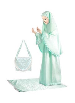 10 Pack Embroidered Prayer Dress With Mat And Bag Green