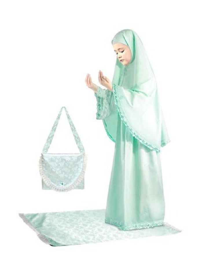Generic - 10 Pack Embroidered Prayer Dress With Mat And Bag Green - Image 1