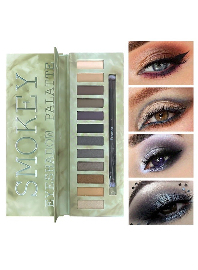 FROMST  Smoky Eyeshadow Palette,12 Colours,Shimmer,Matte,Highly Pigmented Eyeshadow Palette with Mirror & Brush, Fine Smooth Powder & Mixable Eye Make-Up, Longlasting Waterproof Eye Shadow - Image 1
