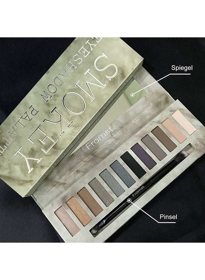 FROMST  Smoky Eyeshadow Palette,12 Colours,Shimmer,Matte,Highly Pigmented Eyeshadow Palette with Mirror & Brush, Fine Smooth Powder & Mixable Eye Make-Up, Longlasting Waterproof Eye Shadow - Image 4