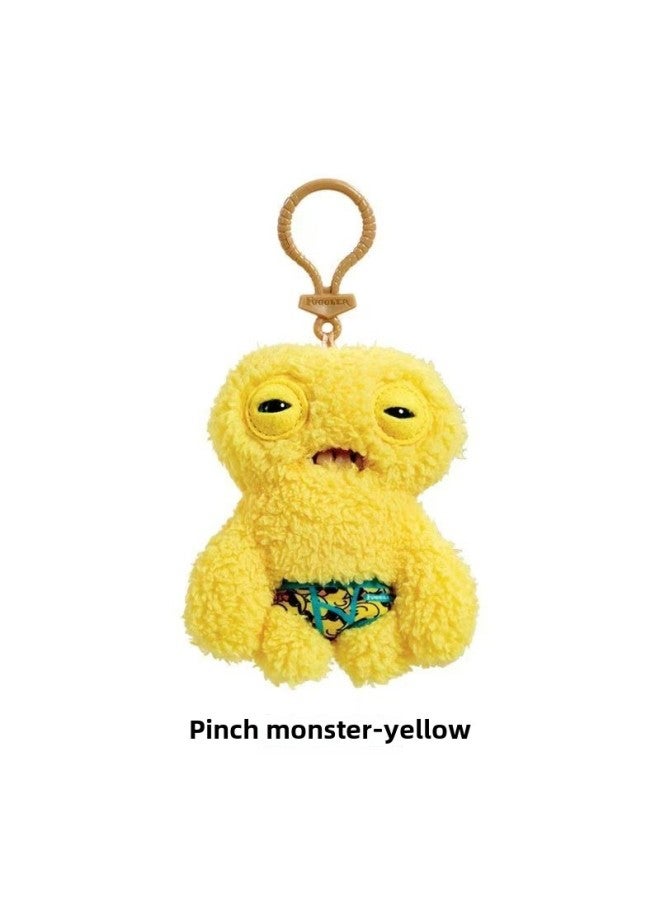 Genuine Fuggler Big Teeth Eating Teeth Monster Doll Teeth Cute Monster Funny Plush-Color:15705 Keychain-underwear-pinch Monster (yellow)-Height:About 12cm - Image 1