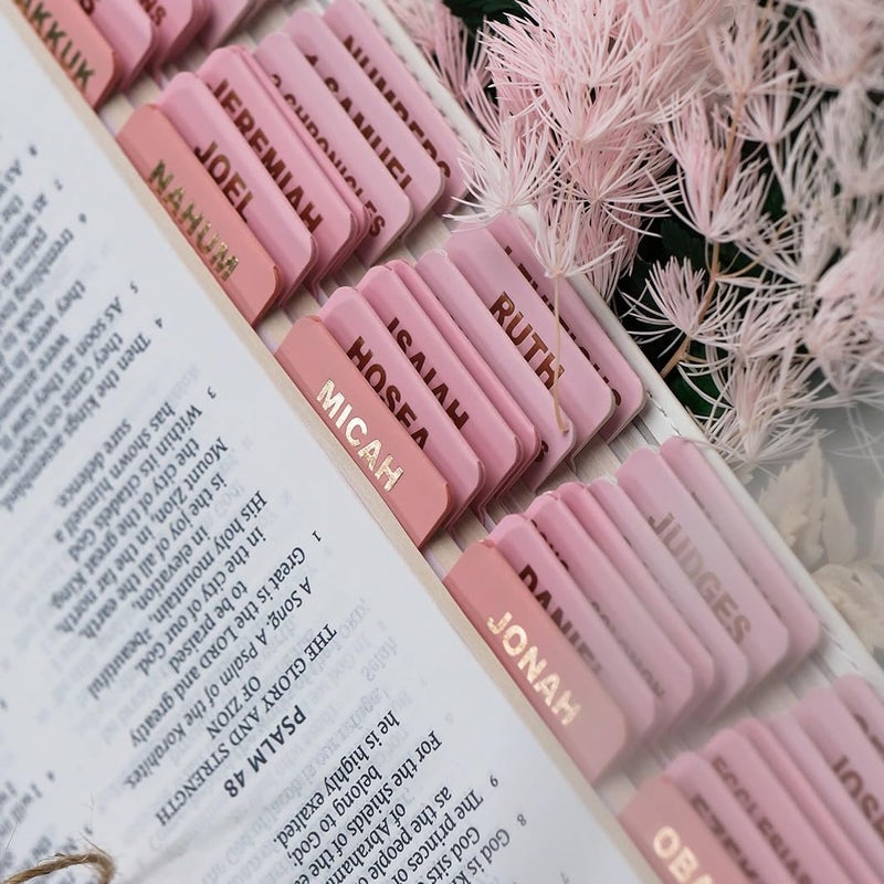UPAFEXXI-Leather Bible Tabs, Bible Tabs for Women and Men(Gold Foil Lettering) Large Print Stickers, Easy to Read and Apply, 80 Chapters Labels for Easy Navigation(Cherry Blossom) - Image 5