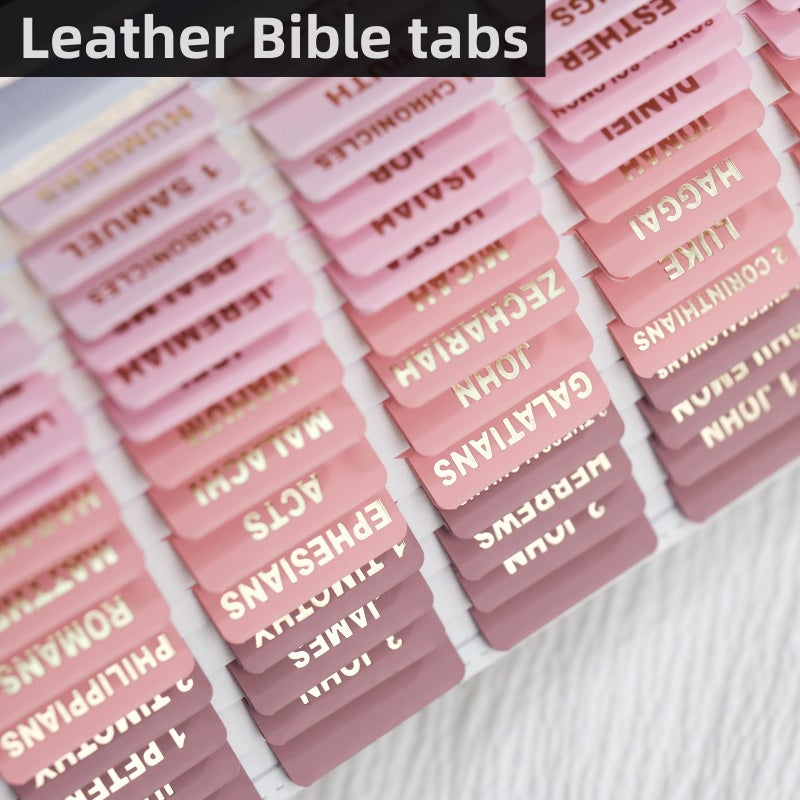 UPAFEXXI-Leather Bible Tabs, Bible Tabs for Women and Men(Gold Foil Lettering) Large Print Stickers, Easy to Read and Apply, 80 Chapters Labels for Easy Navigation(Cherry Blossom) - Image 3