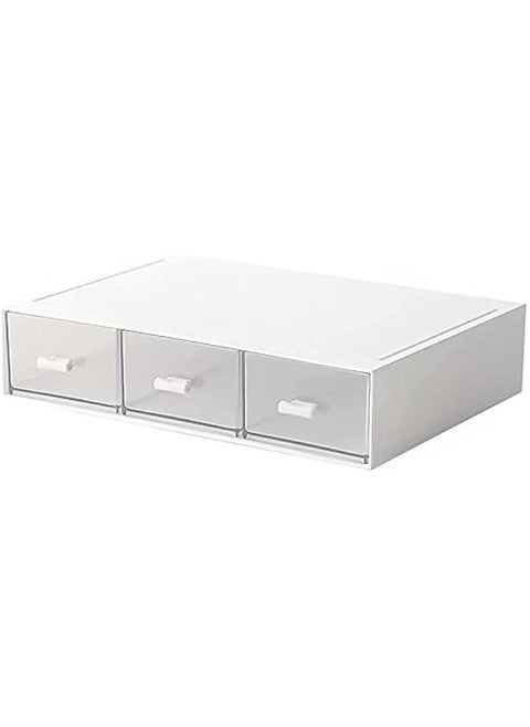 Desk Organizer-Stackable Storage Drawers, Plastic Stackable Drawers  for Collection Small Item/Cosmetic Office Organizer - 3 drawers (White)