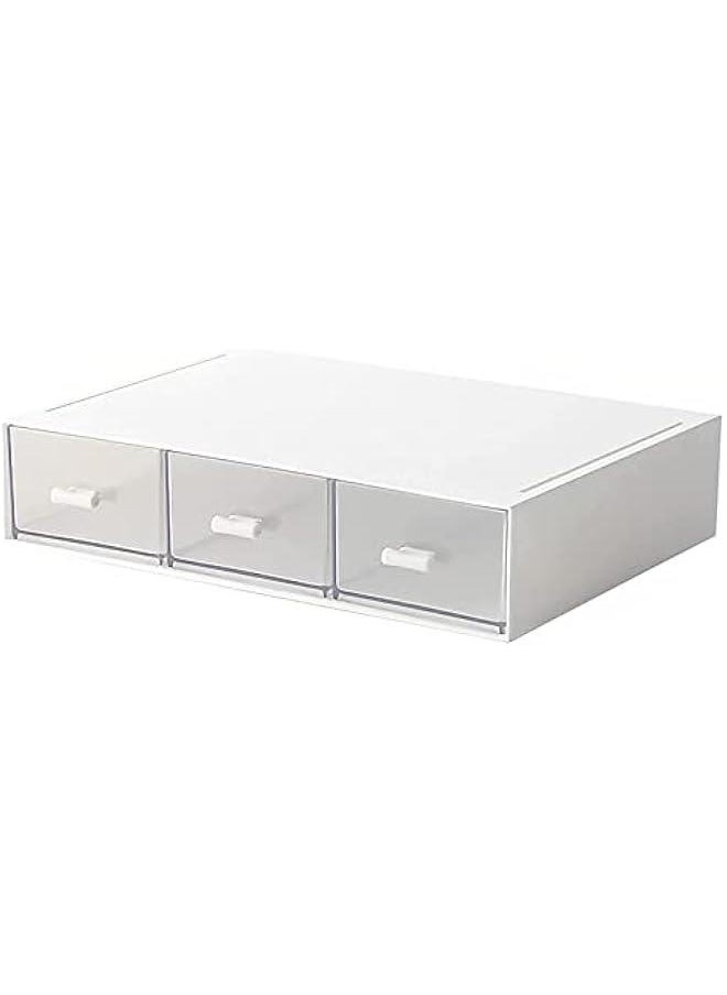 Generic - Desk Organizer-Stackable Storage Drawers, Plastic Stackable Drawers  for Collection Small Item/Cosmetic Office Organizer - 3 drawers (White) - Image 1