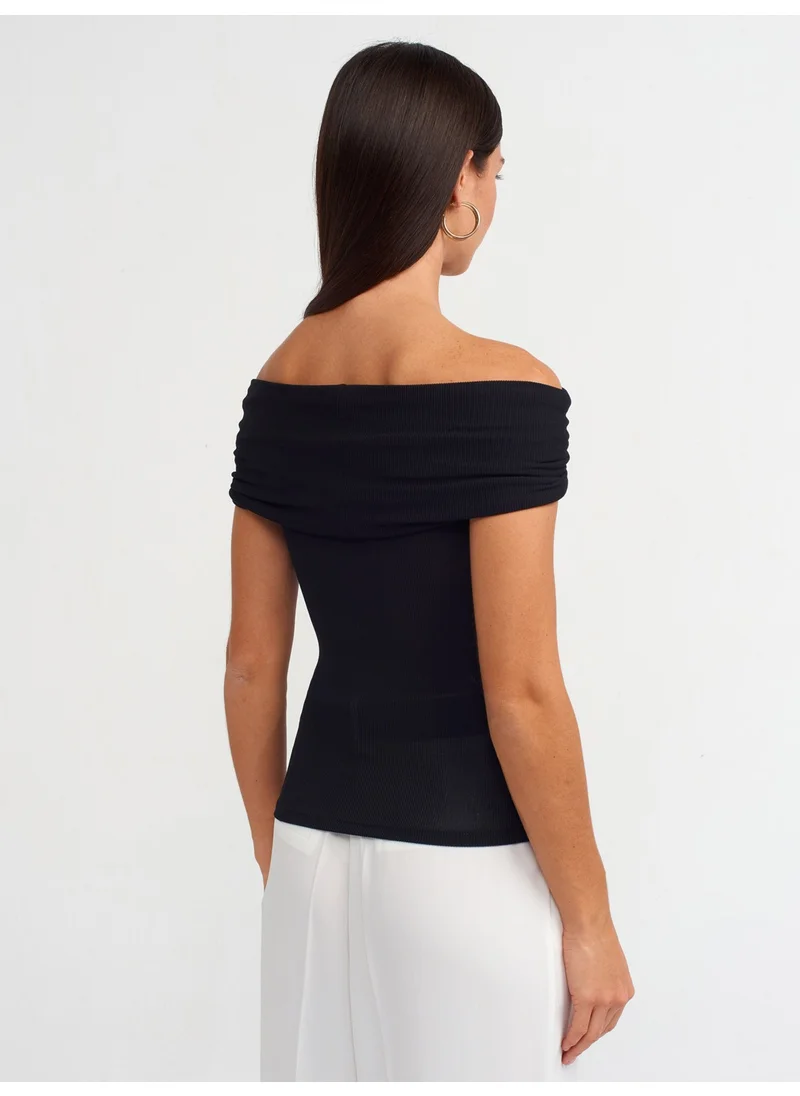 Dilvin 30851 Off Shoulder Blouse-Black