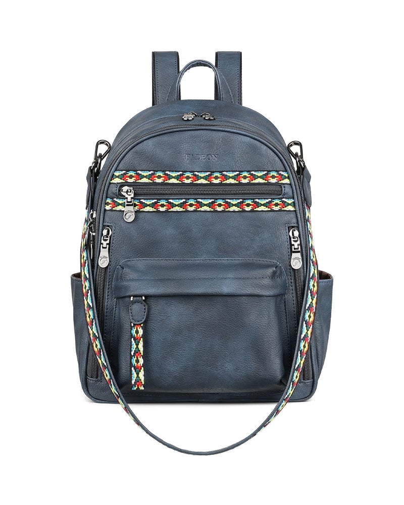 FADEON Small Backpack Purse for Women Designer PU Leather Roomly Mini Backpacks Multi Pocket Fashion Shoulder Backpack - Image 1