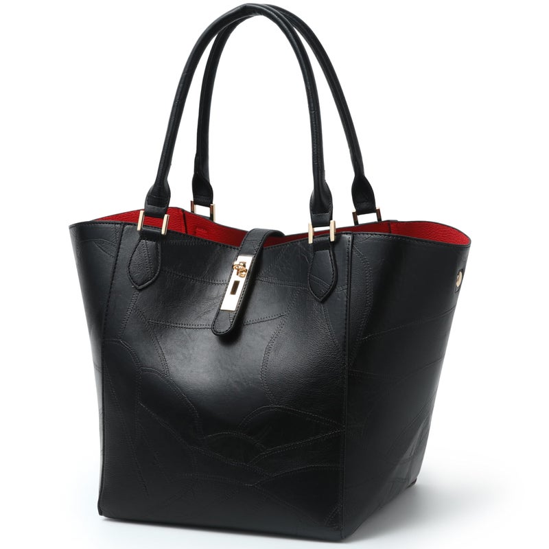 sqlp Large Work Tote Bag for Women Designer Purses and Handbags Big Bucket bags Womens Travel Shoulder Bag Black Patterned - Image 3