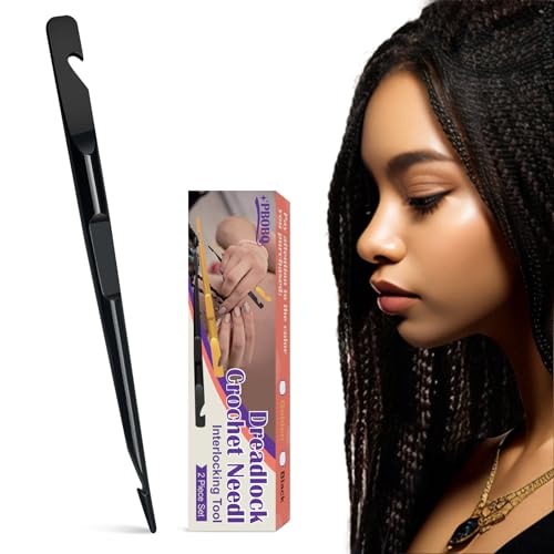 PBOBQ Dreadlock Retightening Tool, Interlocking Crochet Needle Set, Dual Ended Metal Needles for Locs and Sisterlocks (Black 1-Pack) - Image 1
