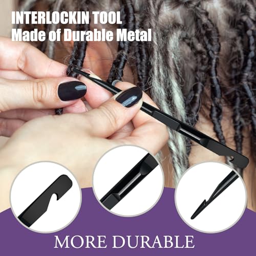 PBOBQ Dreadlock Retightening Tool, Interlocking Crochet Needle Set, Dual Ended Metal Needles for Locs and Sisterlocks (Black 1-Pack) - Image 4