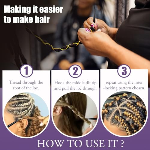 PBOBQ Dreadlock Retightening Tool, Interlocking Crochet Needle Set, Dual Ended Metal Needles for Locs and Sisterlocks (Black 1-Pack) - Image 2