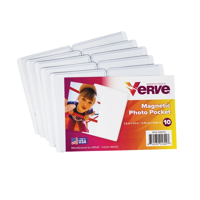 Verve Magnetic Photo Pocket Picture Frames for Refrigerators and Lockers Holds 25 x 35 Inch Pictures 20 Pack