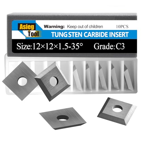Asieg Tool 12mm Square Tungsten Carbide Replacement Cutters Inserts 12x12x1.5mm Replacement for Woodworking Fits Spiral Helical Planer Cutter Head 10pcs - Image 1