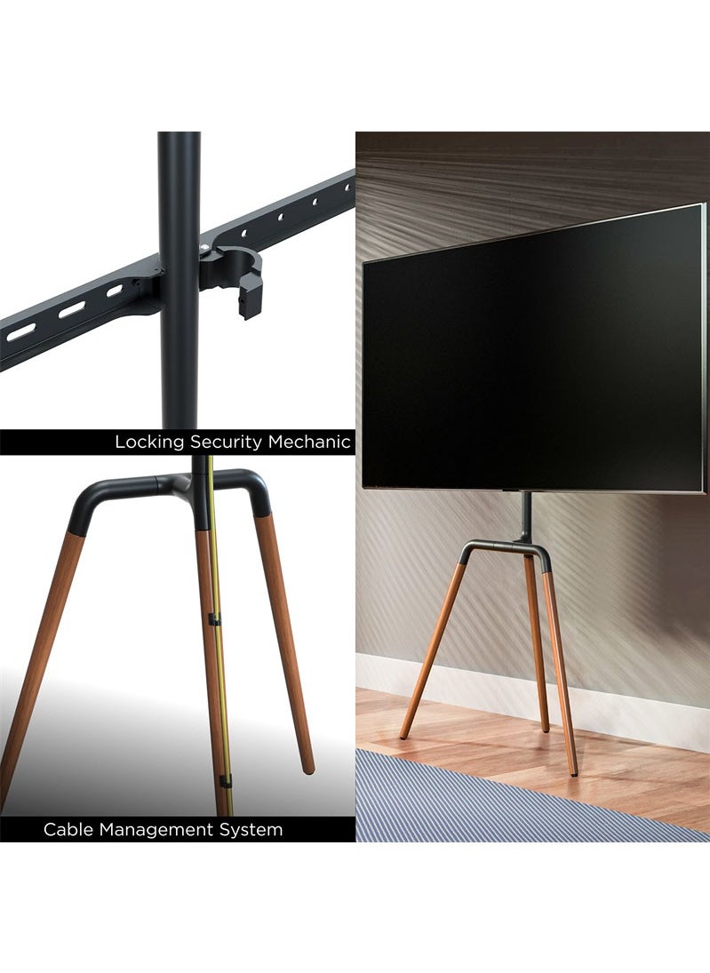 ULHYC - Modern Art TV Floor Stand, Universal TV Stand with 90° Swivel, Corner TV Stand with Tripod Base for 45-65-inch LED, LCD, OLED Flat and Curved Screens - Image 1
