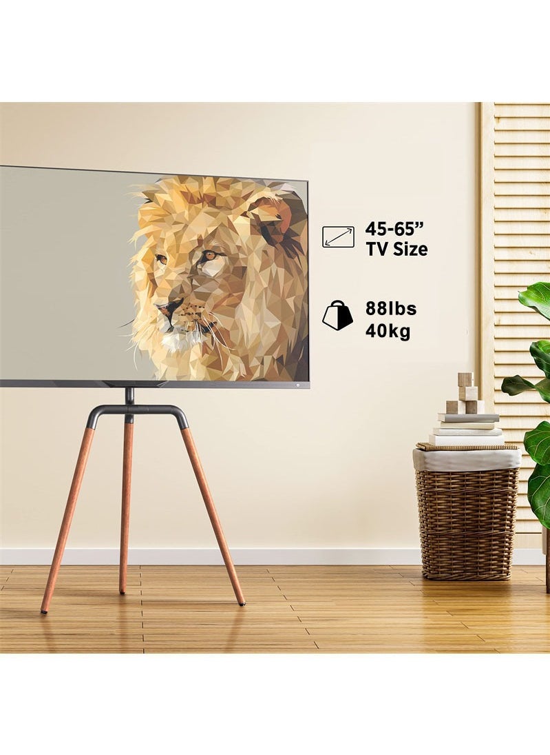 ULHYC - Modern Art TV Floor Stand, Universal TV Stand with 90° Swivel, Corner TV Stand with Tripod Base for 45-65-inch LED, LCD, OLED Flat and Curved Screens - Image 1