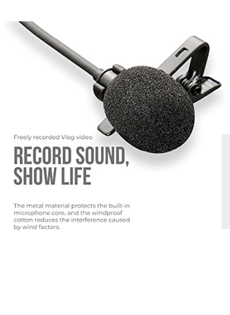 RSG - RSG Condenser Lavalier Lapel Microphone, Dual Clip-on Collar Mic with Detachable Microphone and Headphone 3.5mm Input Port - Image 1