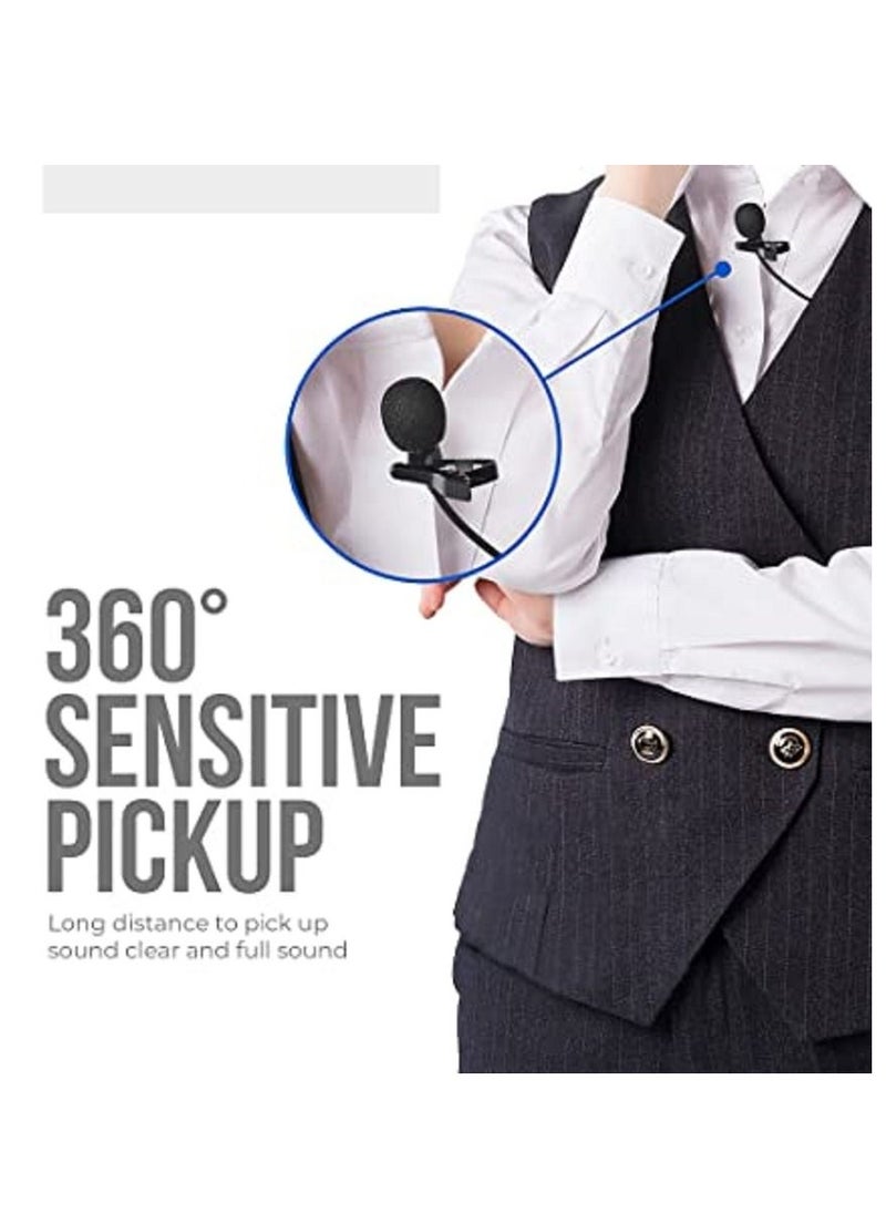 RSG - RSG Condenser Lavalier Lapel Microphone, Dual Clip-on Collar Mic with Detachable Microphone and Headphone 3.5mm Input Port - Image 1
