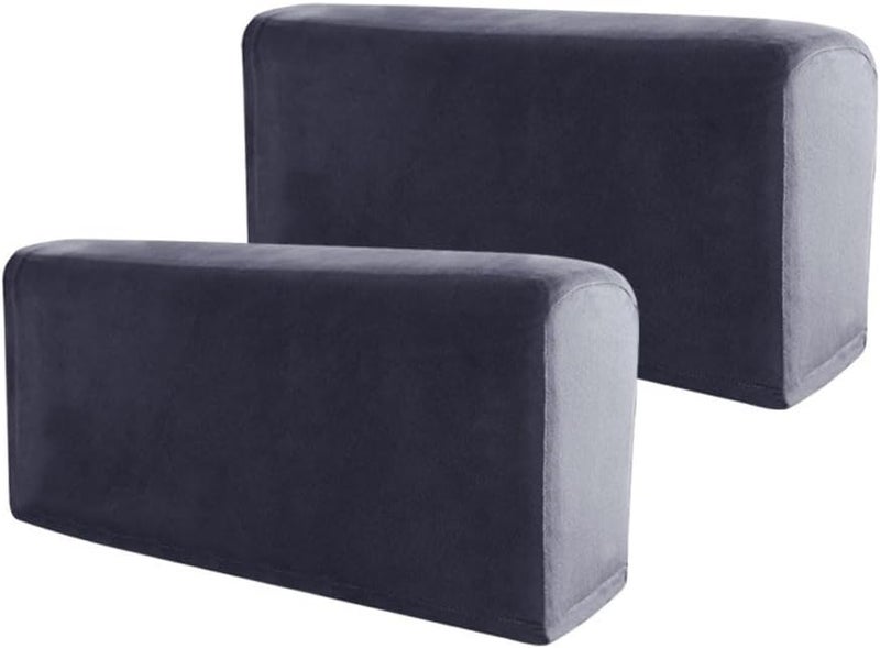 Sofa and Armchair Slipcovers Set, 2-Piece Anti-Slip Armrest Covers with High Elastic Checkered Fabric, Furniture Protectors for Home or Office Seating(navy blue) Local & cross border ship compatible - Image 1