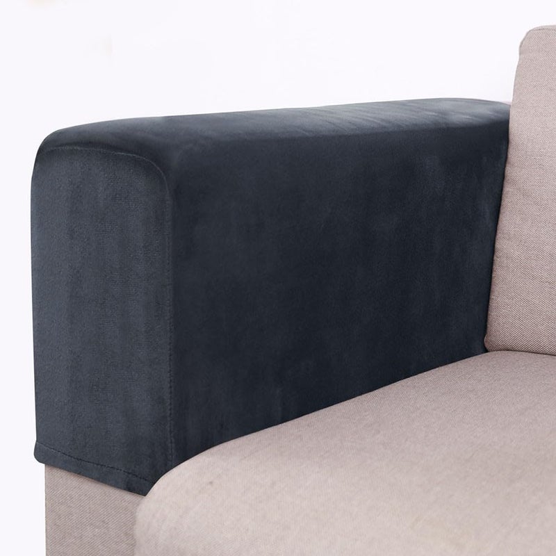 Sofa and Armchair Slipcovers Set, 2-Piece Anti-Slip Armrest Covers with High Elastic Checkered Fabric, Furniture Protectors for Home or Office Seating(navy blue) Local & cross border ship compatible - Image 4