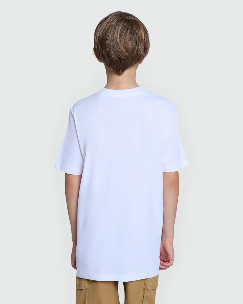 او في اس White Graphic Tee For Boys – Modern Fit
