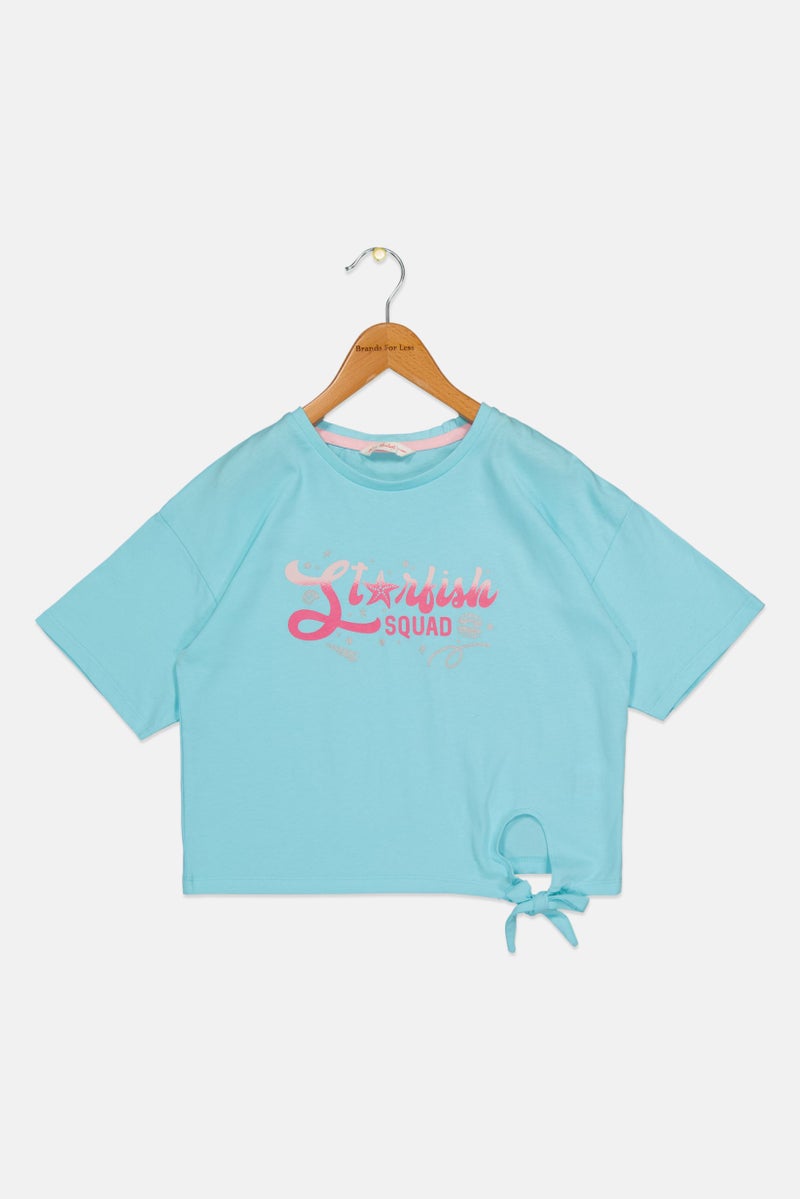 Hamleys Toddlers Girl Graphic Print Short Sleeve Top, Sky Blue - Image 2