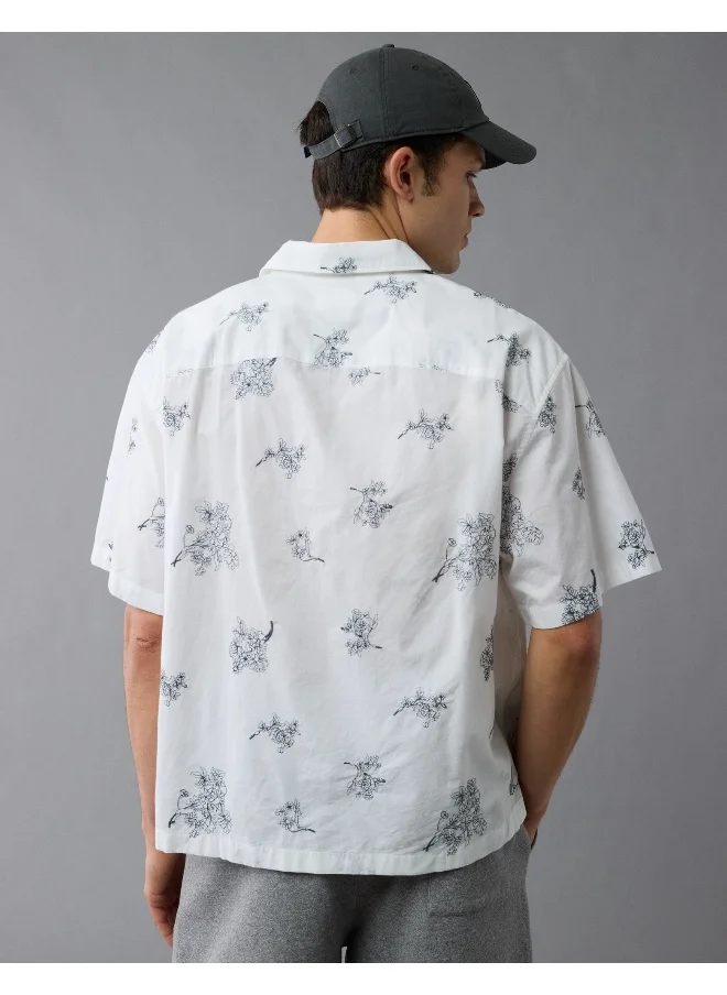 American Eagle AE Poolside Printed Button-Up Shirt