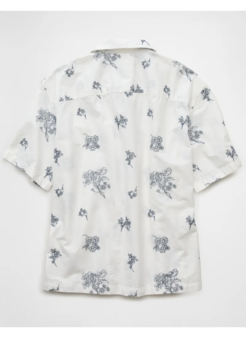 American Eagle AE Poolside Printed Button-Up Shirt