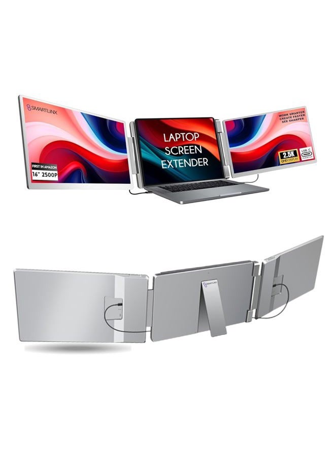 Smartlinx 16" Laptop Screen Extender Triple Display - 2560x1600P QHD Portable Monitor, USB C Detachable Plug & Play Extender for 12" -17" Laptops - Compatible with Windows/Android/PS4/MacBook - Image 1