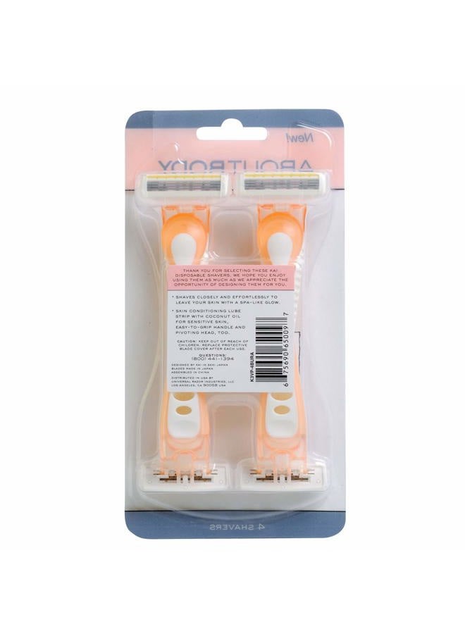 About Face Body Spa Shave 3-Blade Sensitive Disposable Razors With Coconut Oil Lube Strip, 4 Count  - Image 3