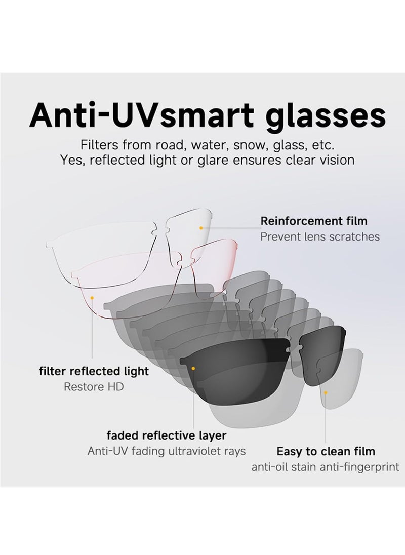 Generic Smart Bluetooth Glasses M6Pro Sunglasses Black Technology Bone Conduction Outdoor Cycling Driving Long Battery Life (Gold)  - Image 2