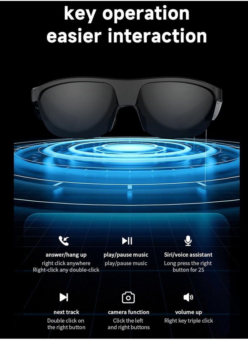 Generic Smart Bluetooth Glasses M6Pro Sunglasses Black Technology Bone Conduction Outdoor Cycling Driving Long Battery Life (Gold)  - Image 4