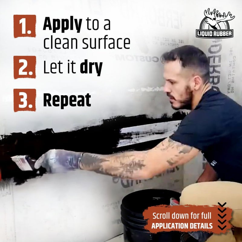 Liquid Rubber Basement and Foundation Repair Sealant - Waterproof Concrete Sealer & Crack Filler - Flexible Coating for Indoor & Outdoor Use - Waterproofing Paint - Black, 1 Gallon - Image 5
