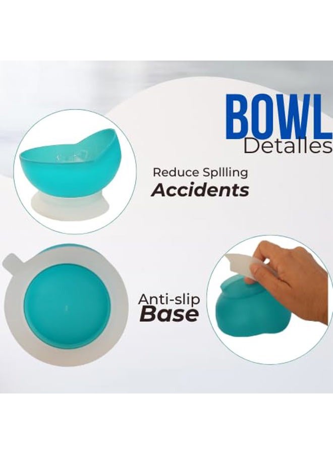 ADAPTIVE UTENSILS High-Low Scoop Bowl with Suction Base | Self-Feeding Bowl for Elderly | Dish for Adults with Special Needs from Parkinsons, Dementia, Stroke or Tremors - Image 3