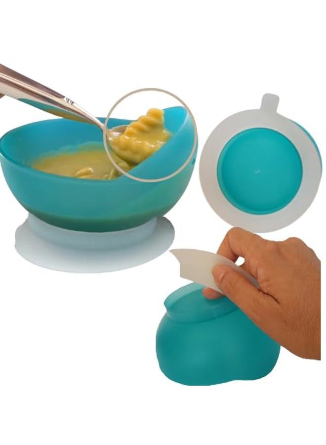 ADAPTIVE UTENSILS High-Low Scoop Bowl with Suction Base | Self-Feeding Bowl for Elderly | Dish for Adults with Special Needs from Parkinsons, Dementia, Stroke or Tremors - Image 1