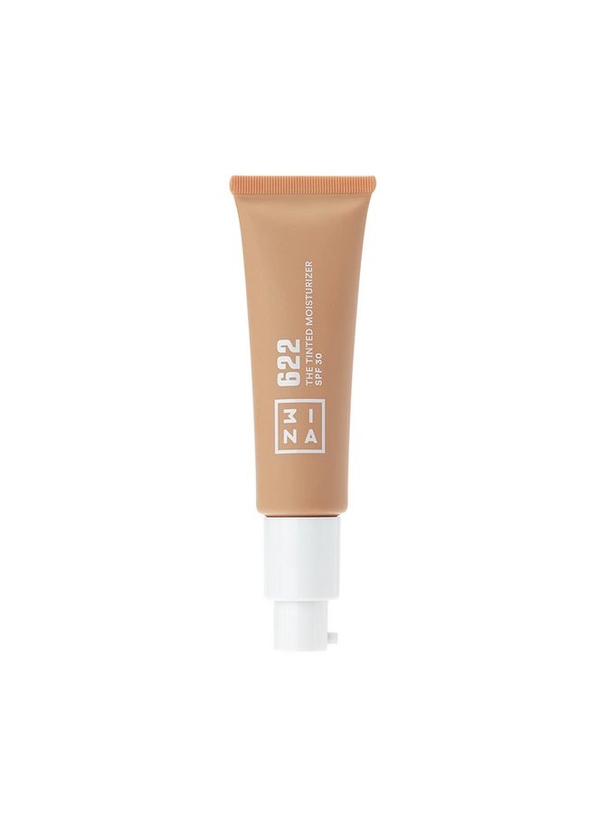 3إنا 622 مرطب ملون للوجه مع عامل حماية من الشمس SPF 30، كريم Bb ذو الرمال الداكنة مع تغطية خفيفة إلى متوسطة، مرطب حمض الهيالورونيك لجميع ألوان البشرة، مكياج نباتي خالٍ من القسوة والبارابين، 1 أونصة  - Image 1