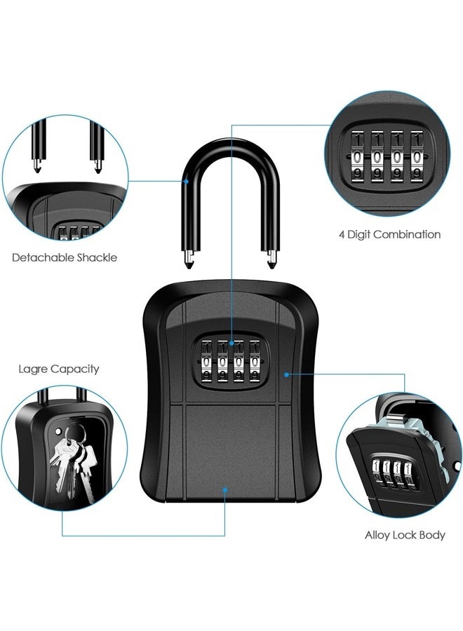 Key Lock Box for Outside, Lock Box for House Key, 4-Digit Combination Security Lockbox, Portable Wall Mounted Storage Lock box - Image 5