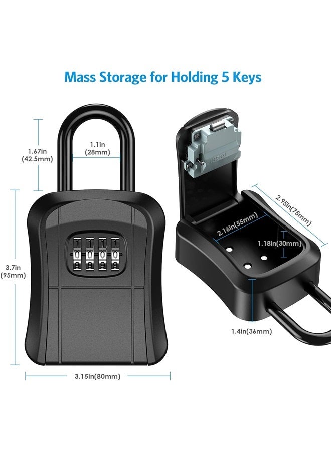 Key Lock Box for Outside, Lock Box for House Key, 4-Digit Combination Security Lockbox, Portable Wall Mounted Storage Lock box - Image 3