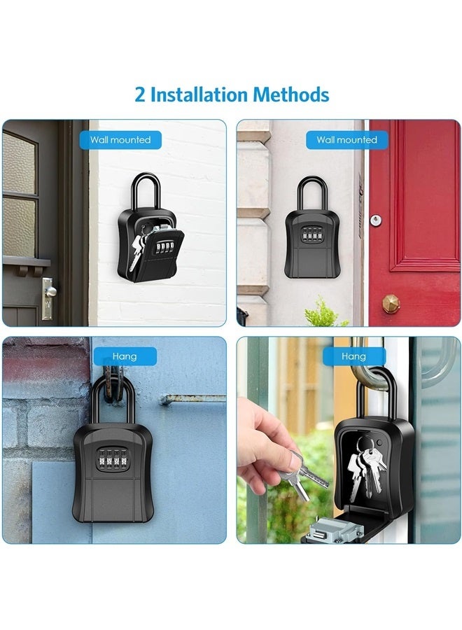 Key Lock Box for Outside, Lock Box for House Key, 4-Digit Combination Security Lockbox, Portable Wall Mounted Storage Lock box - Image 2
