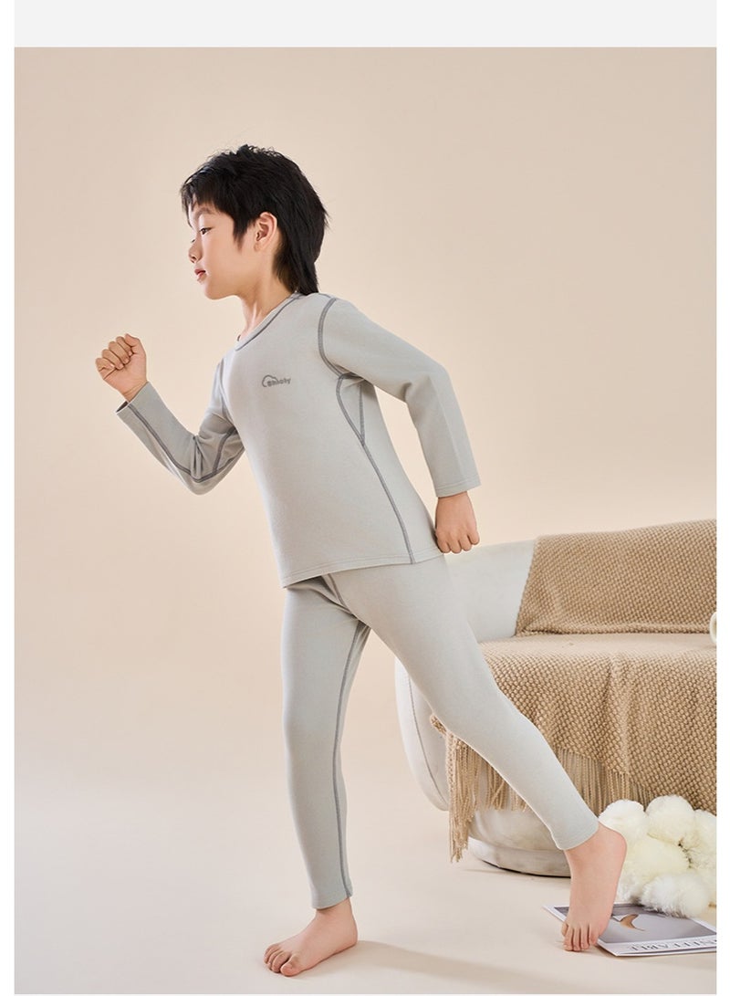 NIBEMINENT بدلة ملابس داخلية حرارية شتوية للبنات الصغيرات ملابس دافئة للنوم للأطفال بيجامات أطفال أولاد - Image 2