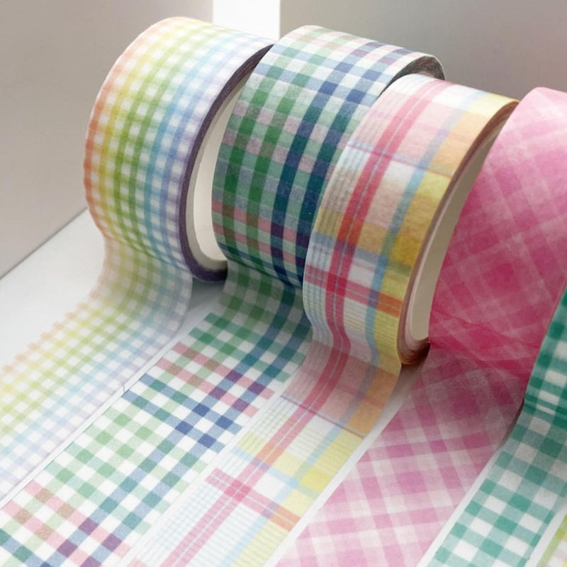 6Rolls of Gridded Decorative Tape Aesthetic Scrapbooking Tape for Notebook Journal Planner Wrapping 5Meter Per Roll Craft Tapes - Image 2