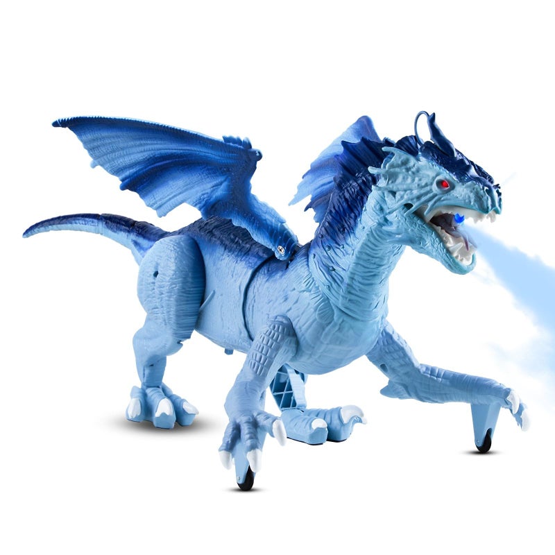 Covsen Remote Control Dragon Toy for Kids RC Large Dragon Figure with Flapping Wings Roaring Sound MistSpraying LED LightUp Eyes Birthday for Boys Girls Ages 3 - Image 3