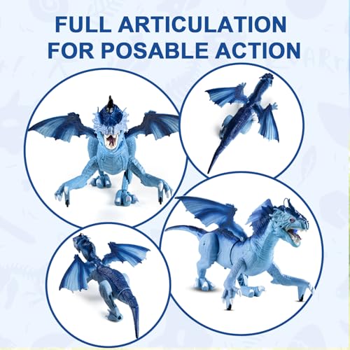 Covsen Remote Control Dragon Toy for Kids RC Large Dragon Figure with Flapping Wings Roaring Sound MistSpraying LED LightUp Eyes Birthday for Boys Girls Ages 3 - Image 5