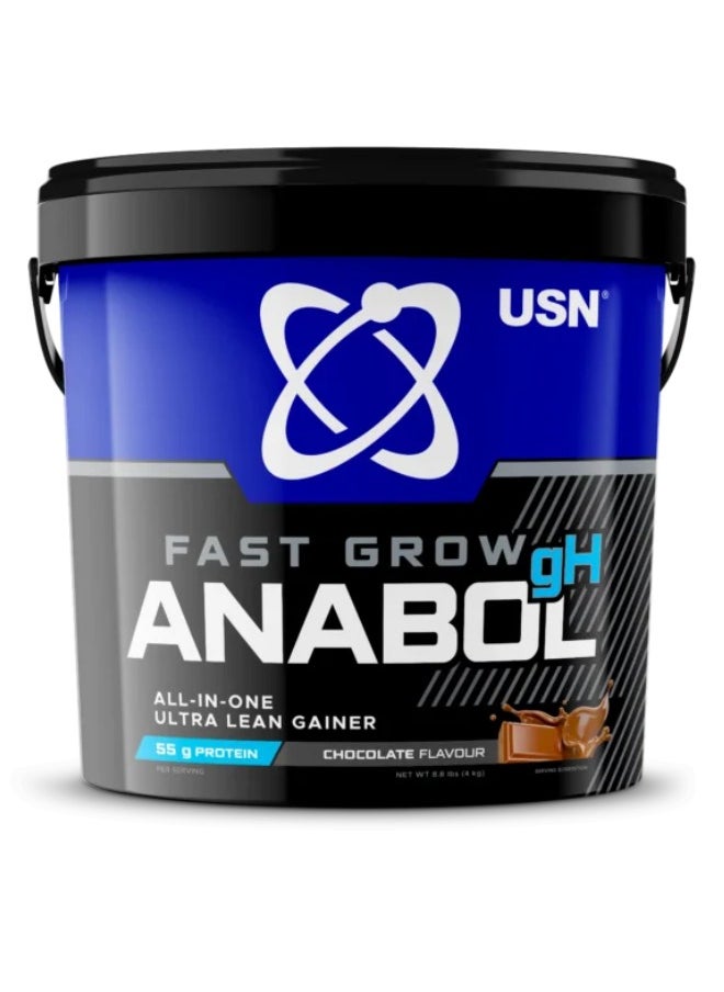USN - Fast Grow Anabol GH, All In One, Ultra Lean Gainer, Chocolate Flavour, 4kg - Image 1
