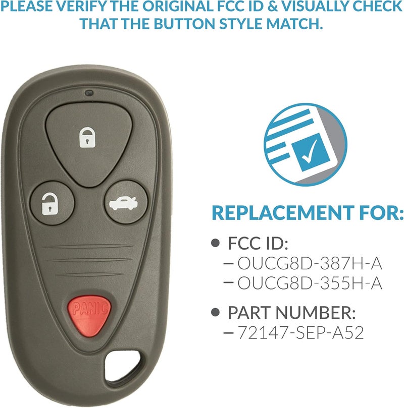 Keyless2Go Replacement 4 Button Remote Key Fob for Acura OUCG8D-387H-A 72147-SEP-A52 - Image 4