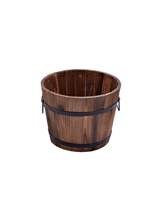 The Bros Creative Wooden Pots Garden Flowers Vase – Succulent Plants House Herb Flower Basket Plants Pot Home Décor – Wooden Basket (Large) - Image 3